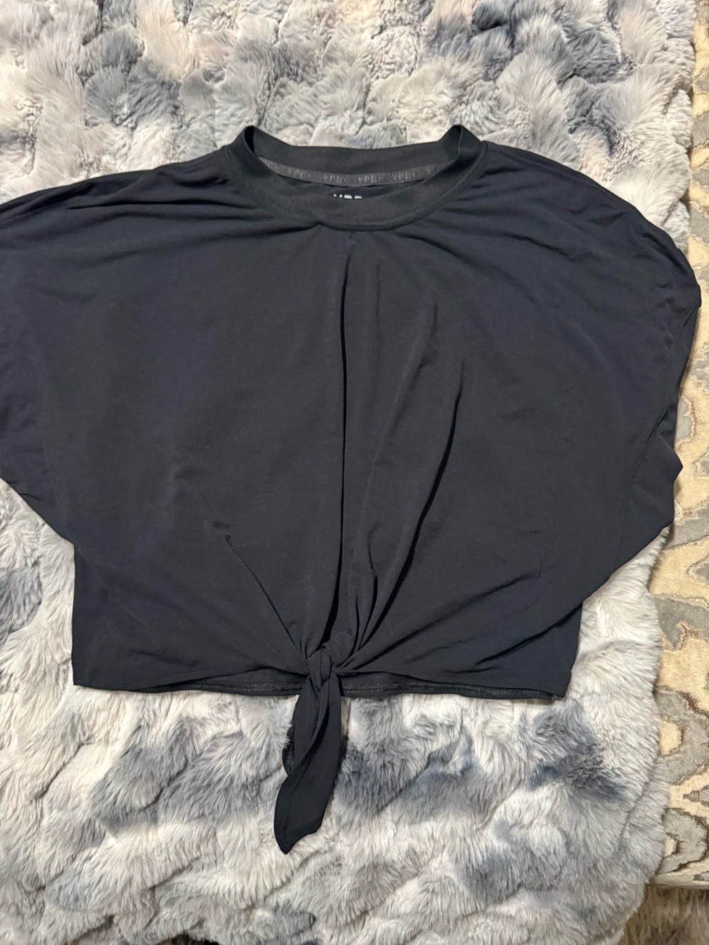 Black Tie-Front Women's Top - Casual Crop Tee